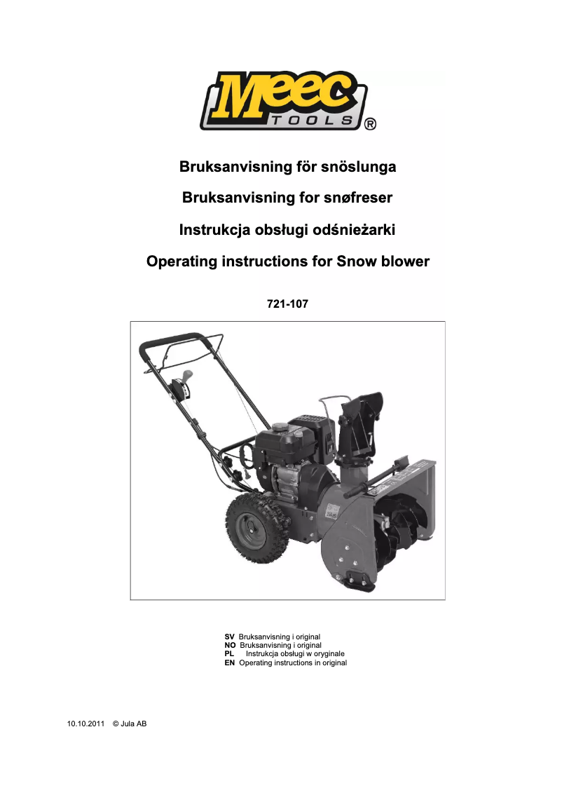 Page 1 de la notice Manuel utilisateur Meec Tools 721-107