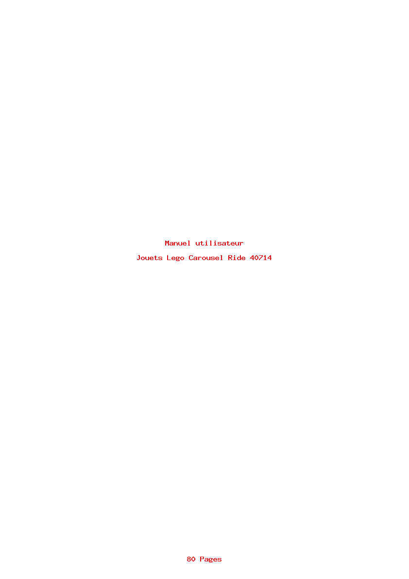 Page 1 de la notice Manuel utilisateur Lego Carousel Ride 40714