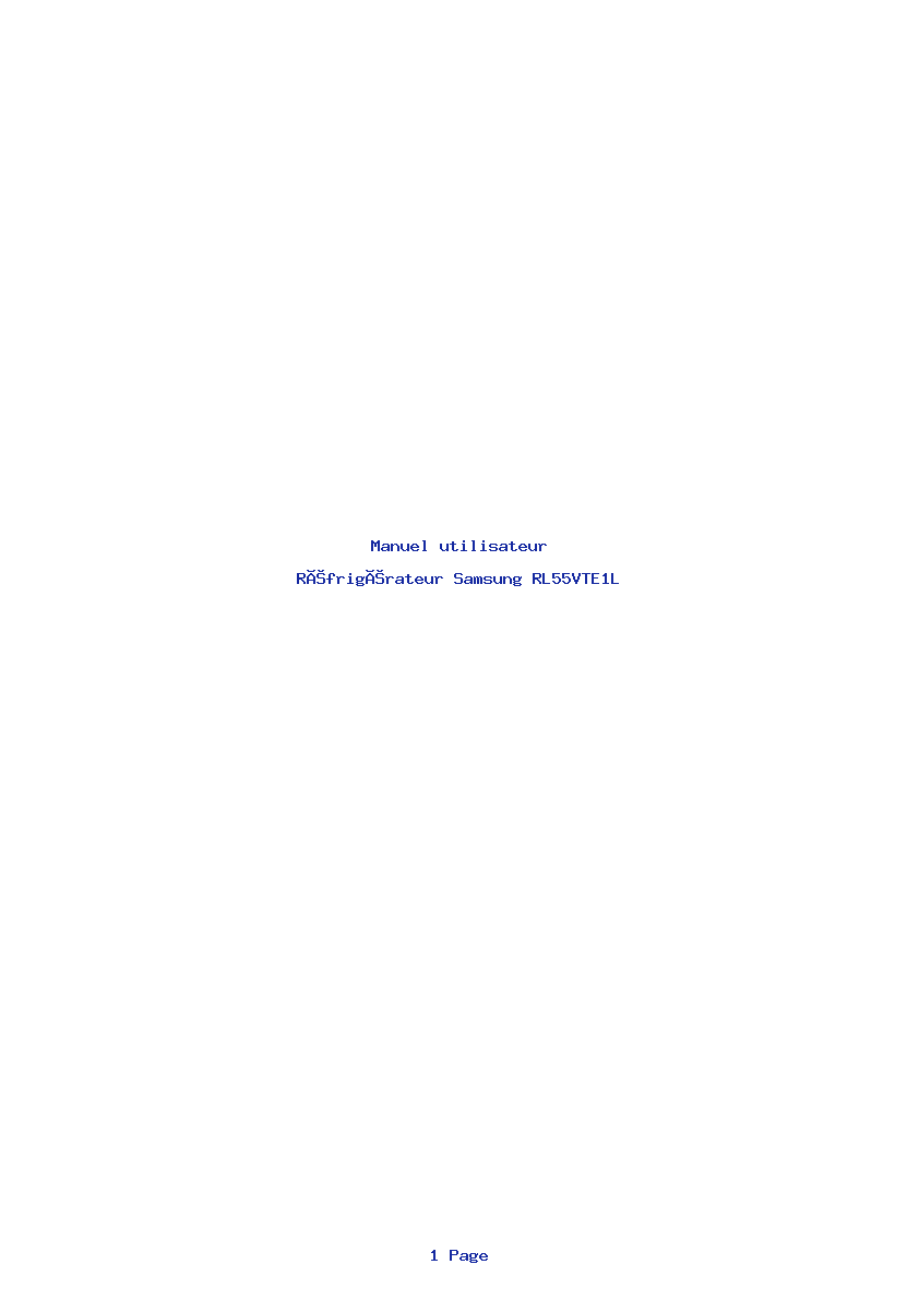 Page 1 de la notice Manuel utilisateur Samsung RL55VTE1L