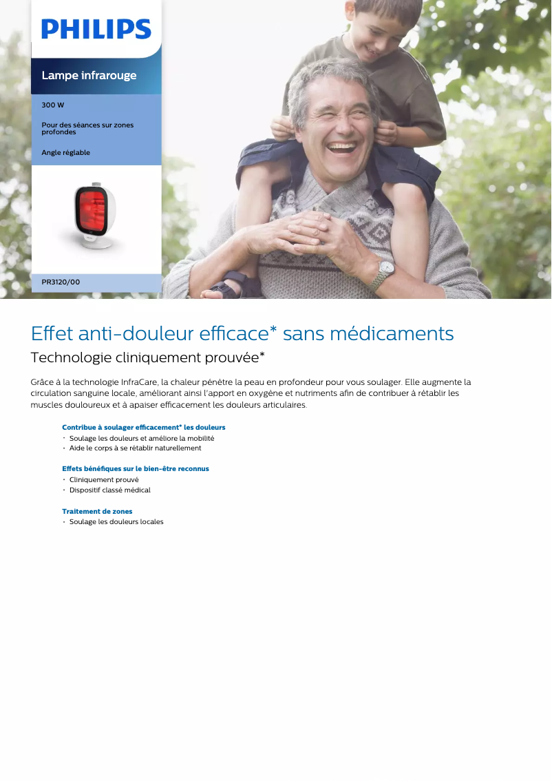Page 1 de la notice Fiche technique Philips PR3120