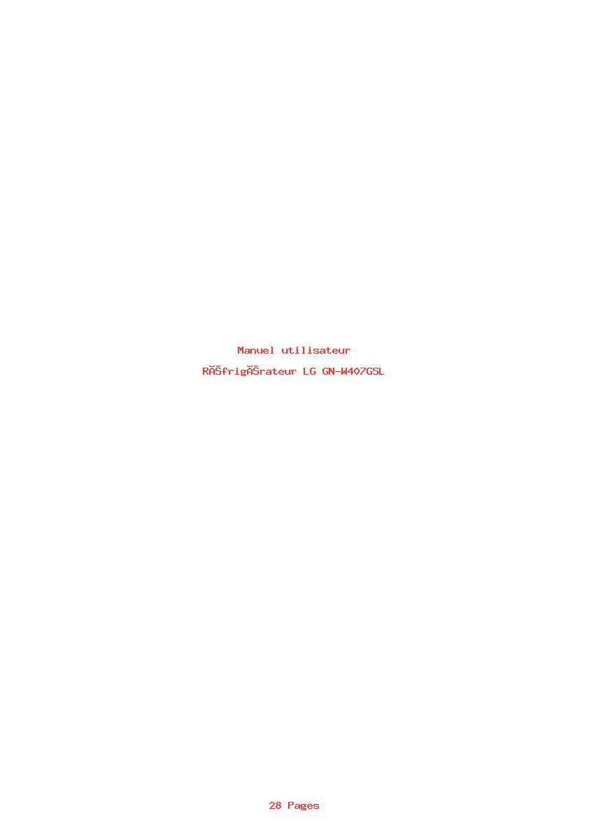 Page 1 de la notice Manuel utilisateur LG GN-W407GSL