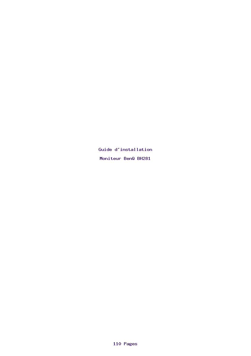 Page 1 de la notice Guide d'installation BenQ BH281