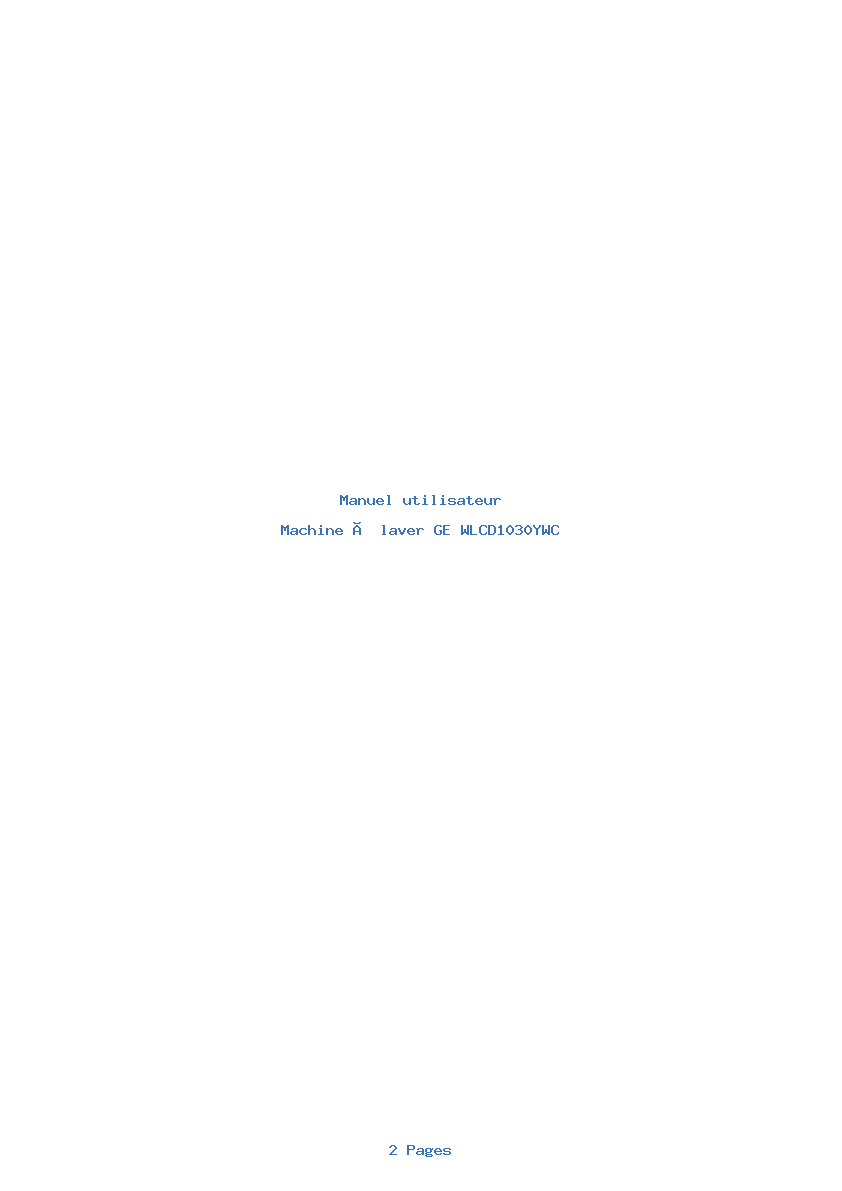 Page 1 de la notice Manuel utilisateur GE WLCD1030YWC