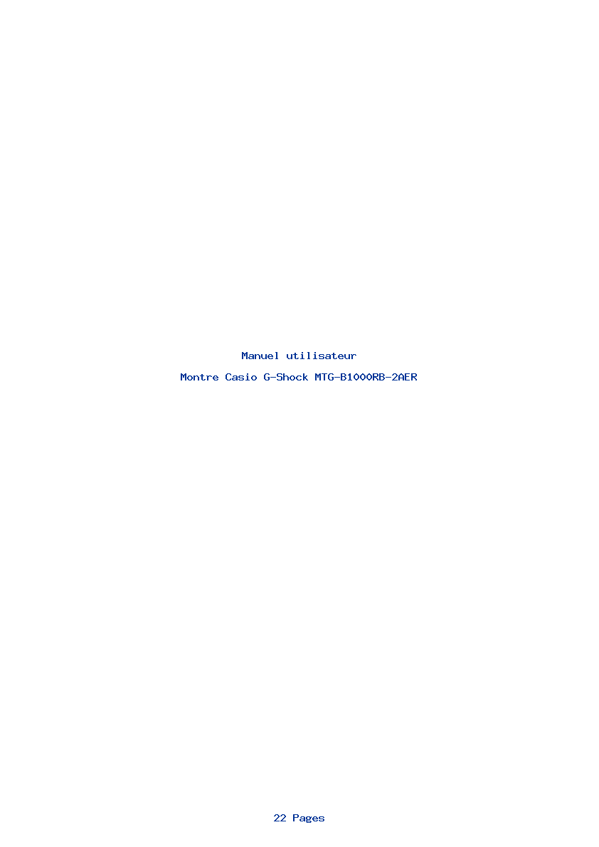 Page 1 de la notice Manuel utilisateur Casio G-Shock MTG-B1000RB-2AER