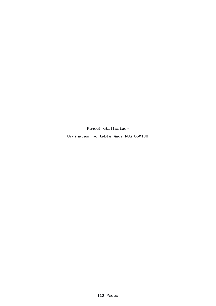 Page 1 de la notice Manuel utilisateur Asus ROG G501JW