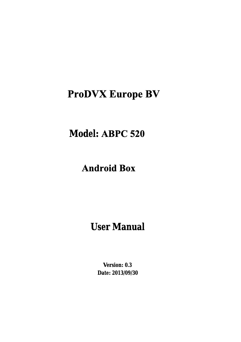 Page 1 de la notice Manuel utilisateur ProDVX ABPC 520