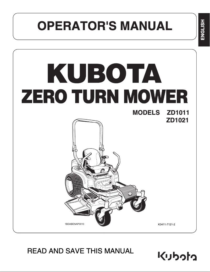 Página 1 del manual Manual de usuario Kubota ZD1011-54