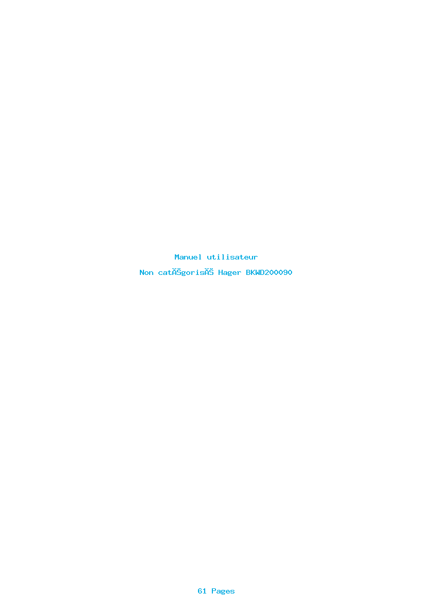 Page 1 de la notice Manuel utilisateur Hager BKWD200090