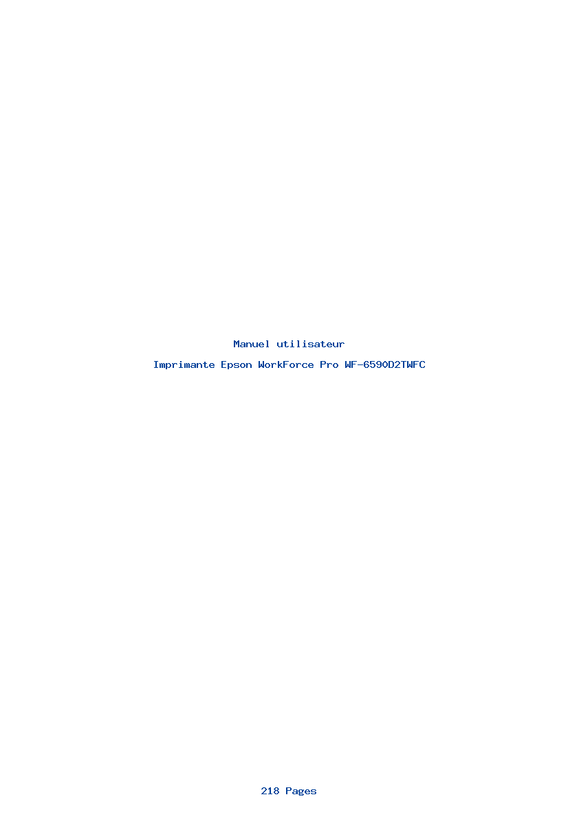 Page 1 de la notice Manuel utilisateur Epson WorkForce Pro WF-6590D2TWFC