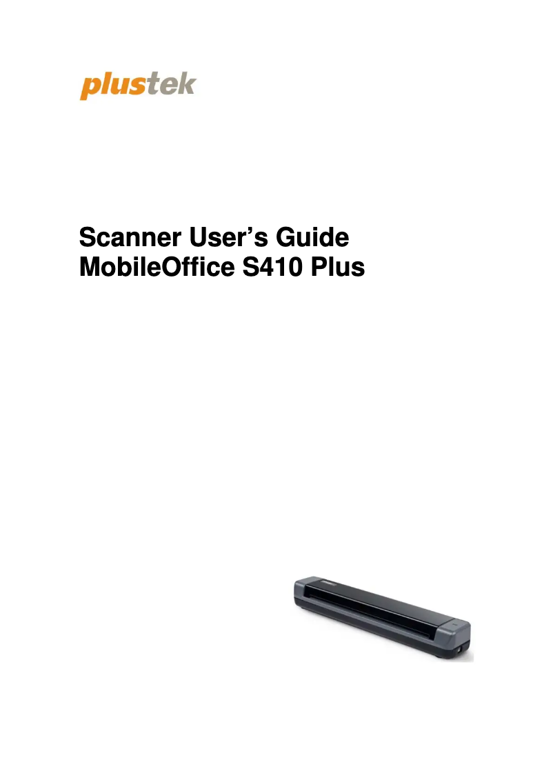 Page 1 de la notice Manuel utilisateur Plustek MobileOffice S410