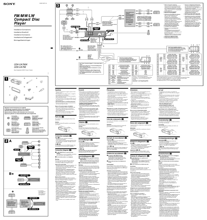 Page 1 de la notice Guide d'installation Sony CDX-CA750X