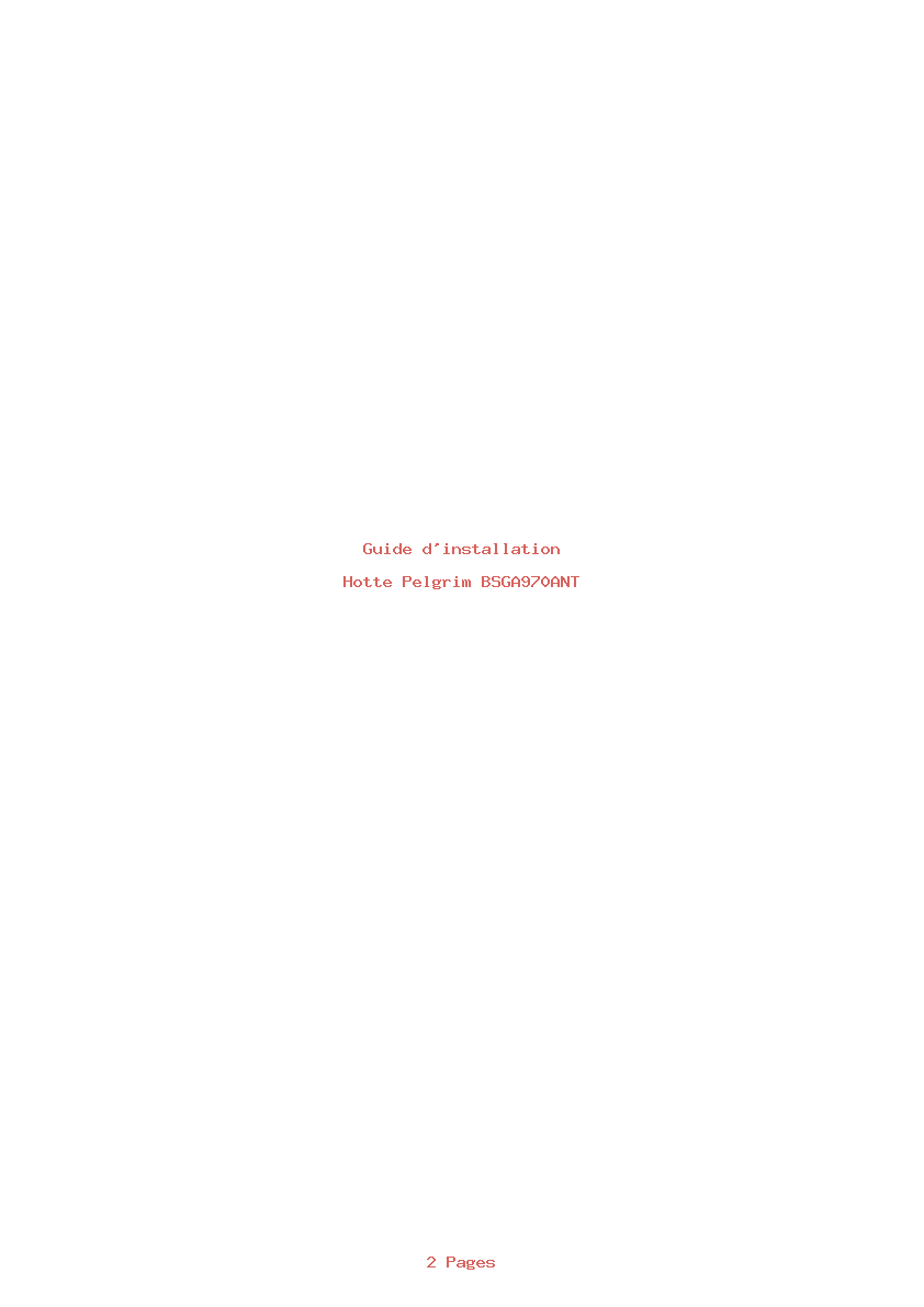 Page 1 de la notice Guide d'installation Pelgrim BSGA970ANT