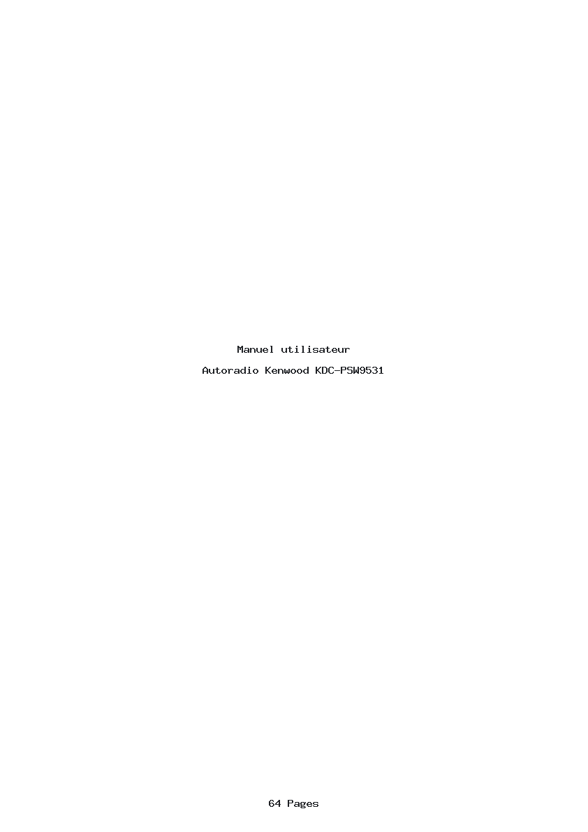 Page 1 de la notice Manuel utilisateur Kenwood KDC-PSW9531