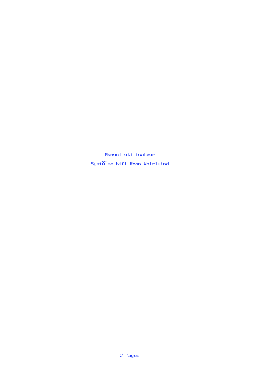 Page 1 de la notice Manuel utilisateur Roon Whirlwind