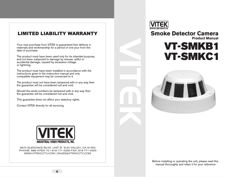Page 1 de la notice Manuel utilisateur Vitek VT-SMKB1
