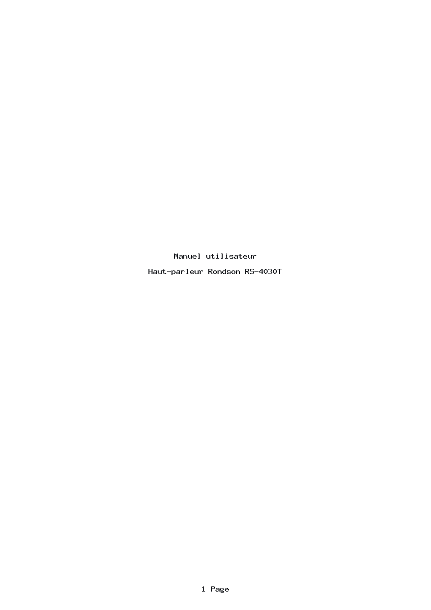 Page 1 de la notice Manuel utilisateur Rondson RS-4030T