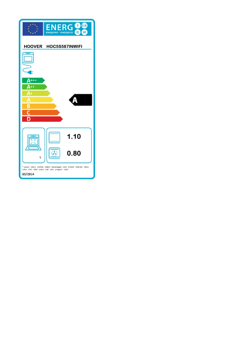 Página 1 del manual Etiqueta energética Hoover HOC5S587INWIFI