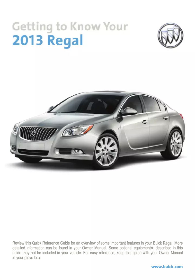 Page 1 de la notice Guide de démarrage rapide Buick Regal (2013)