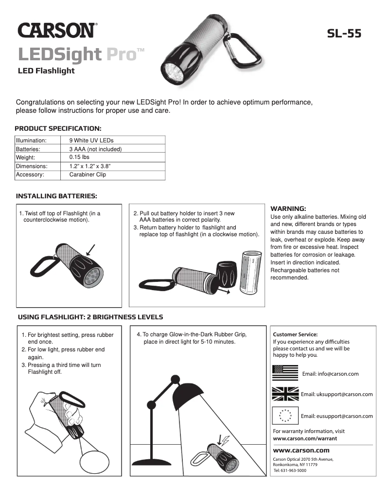 Page 1 de la notice Manuel utilisateur Carson LEDSight Pro SL-55