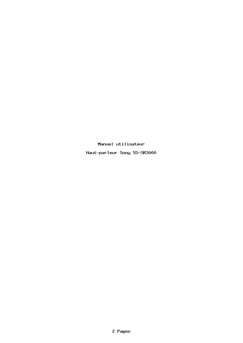 Page 1 de la notice Manuel utilisateur Sony SS-SR3000