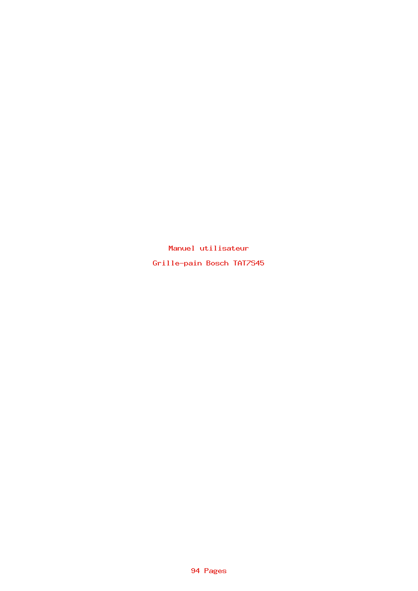 Page 1 de la notice Manuel utilisateur Bosch TAT7S45