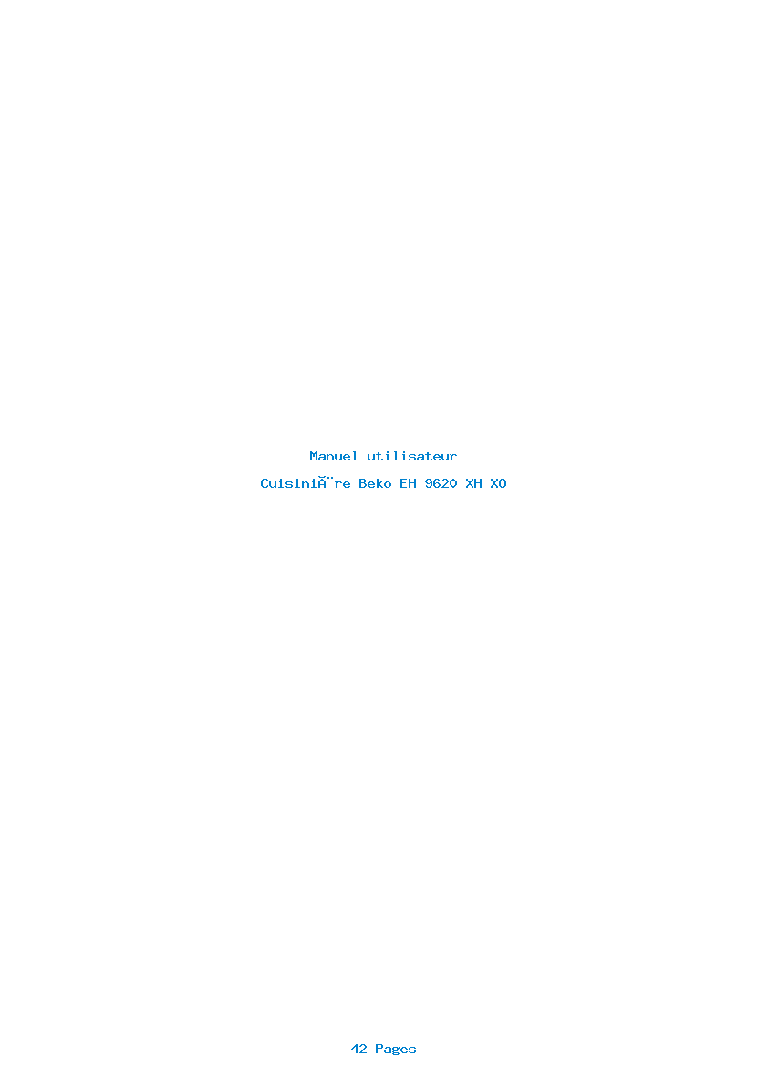 Page 1 de la notice Manuel utilisateur Beko EH 9620 XH XO