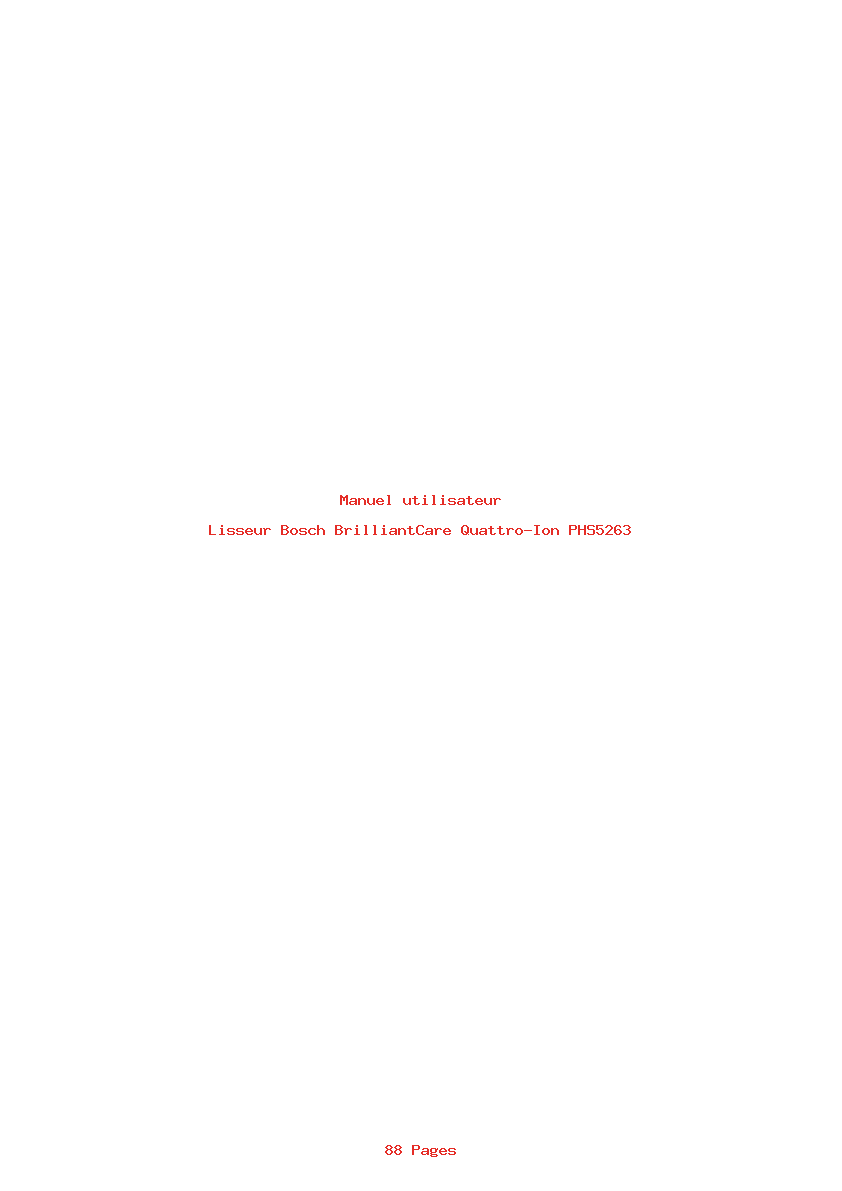 Page 1 de la notice Manuel utilisateur Bosch BrilliantCare Quattro-Ion PHS5263