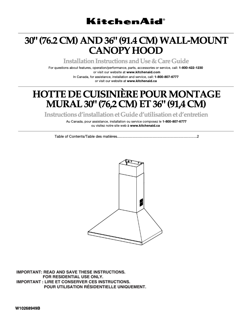 Page 1 de la notice Guide d'installation KitchenAid KWCS100WSS