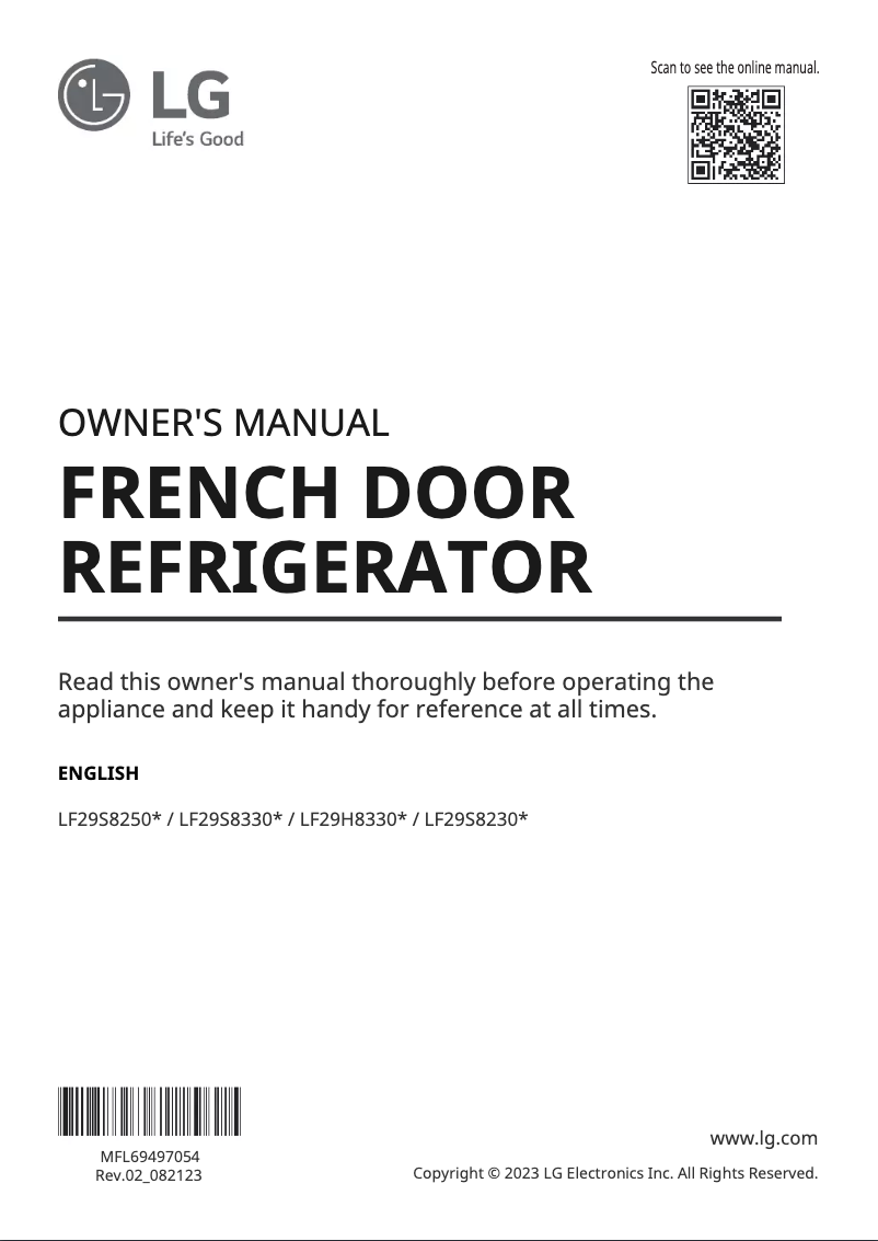 Page 1 de la notice Manuel utilisateur LG LF29H8330D