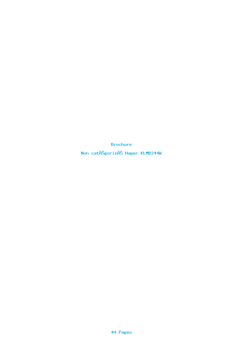 Page 1 de la notice Brochure Hager KLMB244W