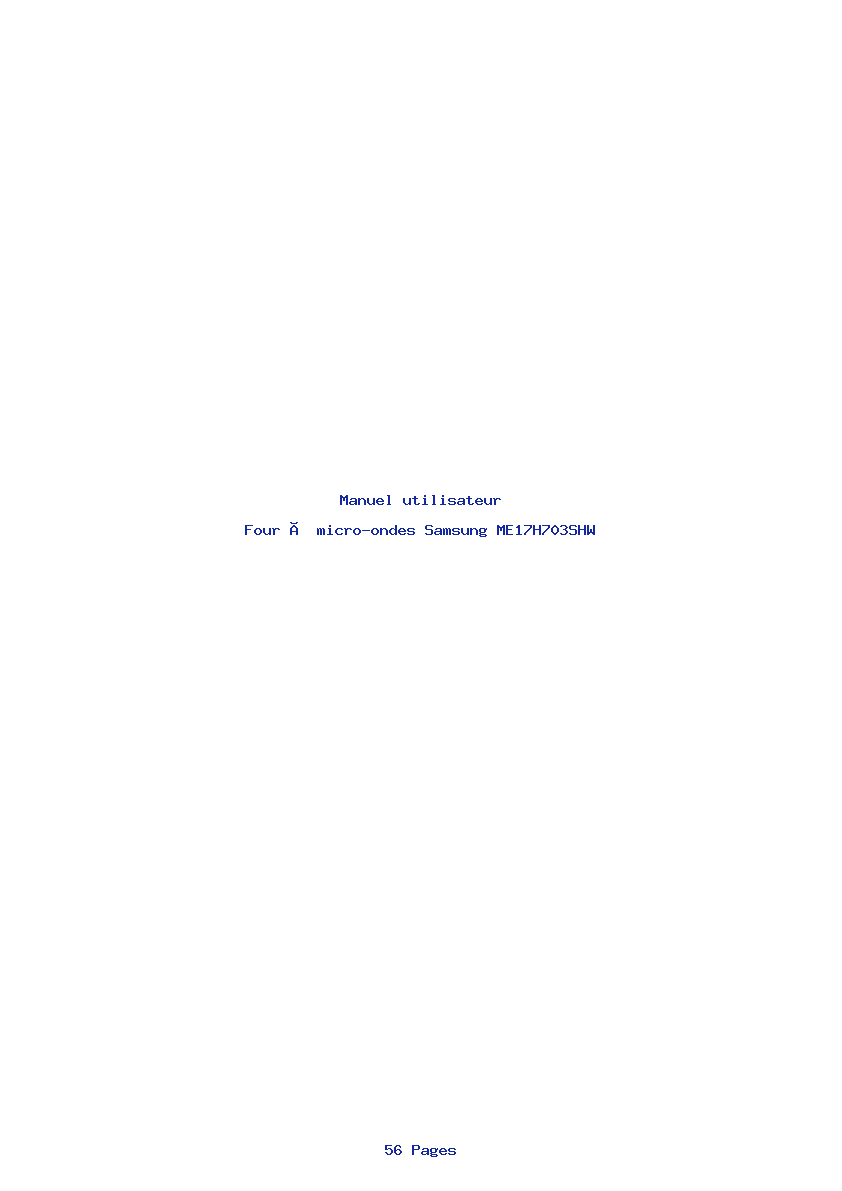 Page 1 de la notice Manuel utilisateur Samsung ME17H703SHW