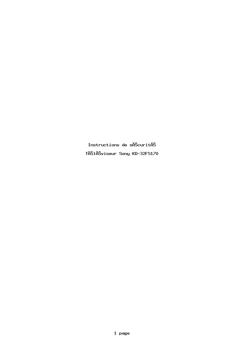 Page 1 de la notice Instructions de sécurité Sony KD-32FS170