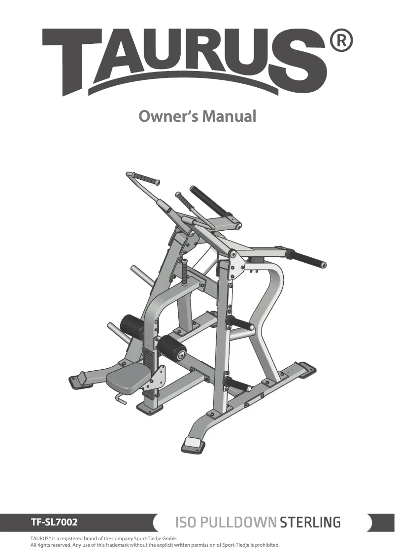 Page 1 of the manual User Manual Taurus Iso Pulldown Sterling