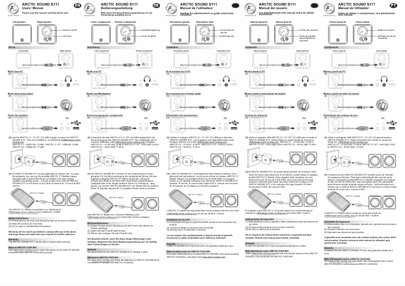 Page 1 de la notice Manuel utilisateur Arctic Cooling S111