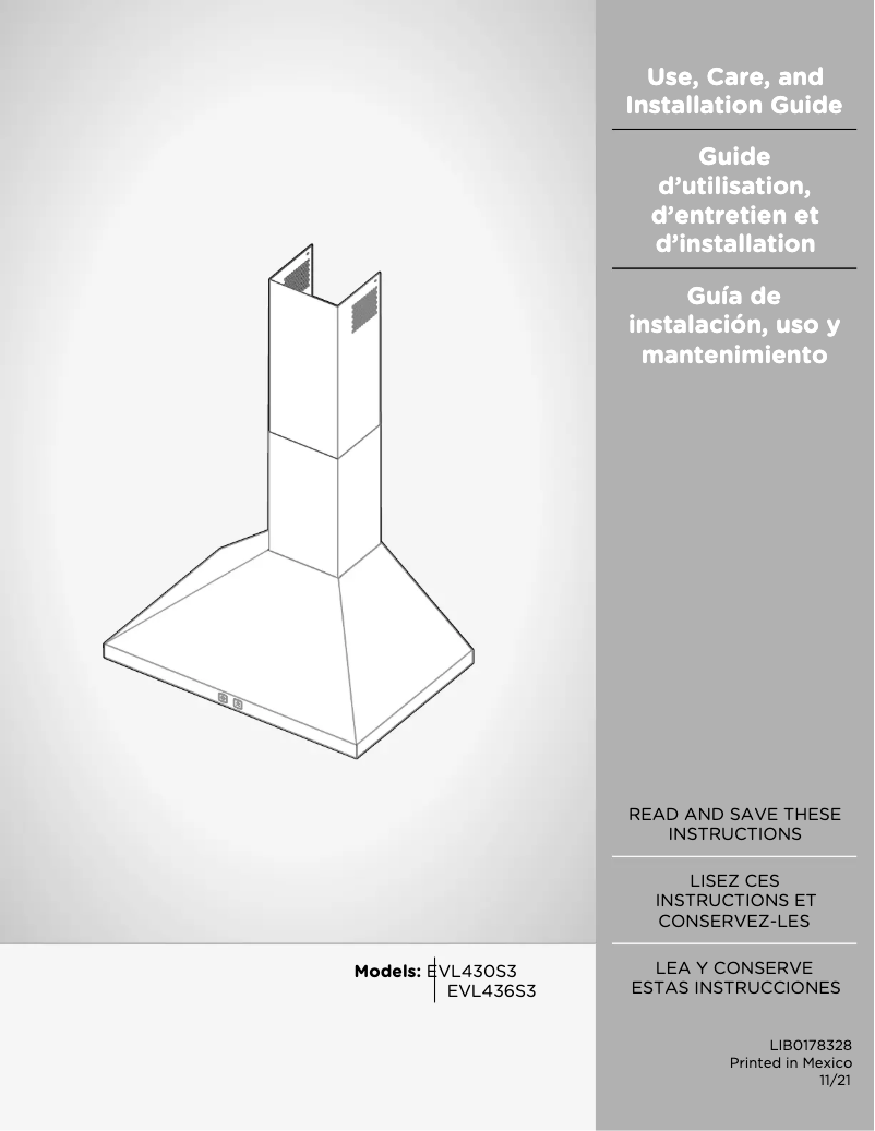 Página 1 del manual Guía de instalación Elica Volterra EVL436S2