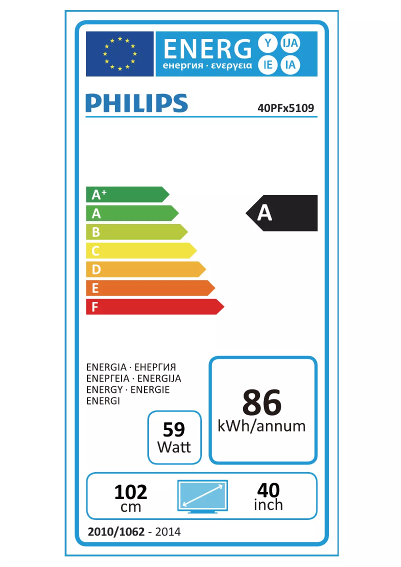Page 1 of the manual Energy Label Philips 40PFK5109