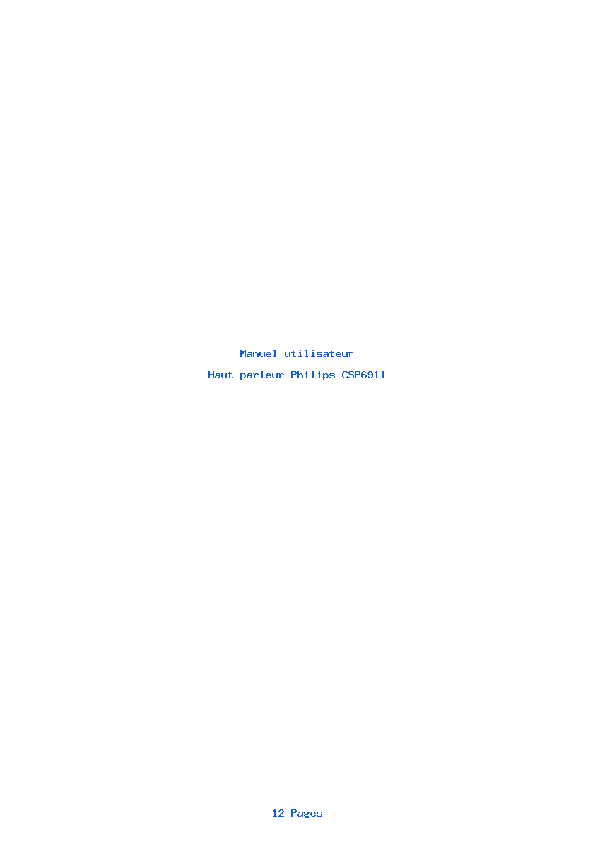 Page 1 de la notice Manuel utilisateur Philips CSP6911
