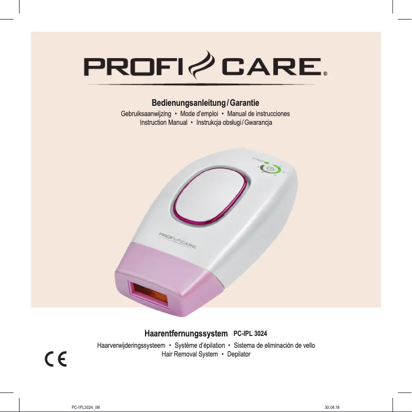 Page 1 de la notice Manuel utilisateur ProfiCare PC-IPL 3024