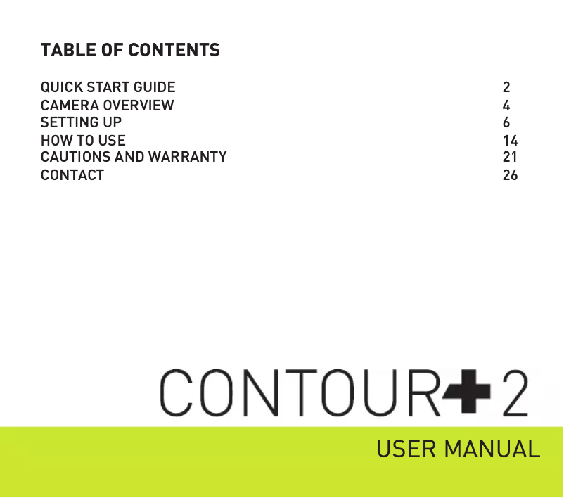 Page 1 of the manual User Manual Contour +2