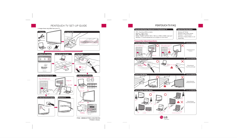 Page 1 de la notice Guide d'installation LG 50PA4900