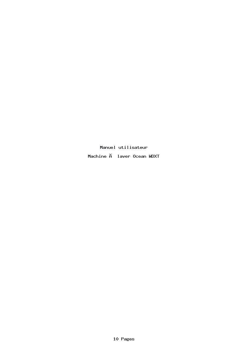 Page 1 de la notice Manuel utilisateur Ocean WDXT