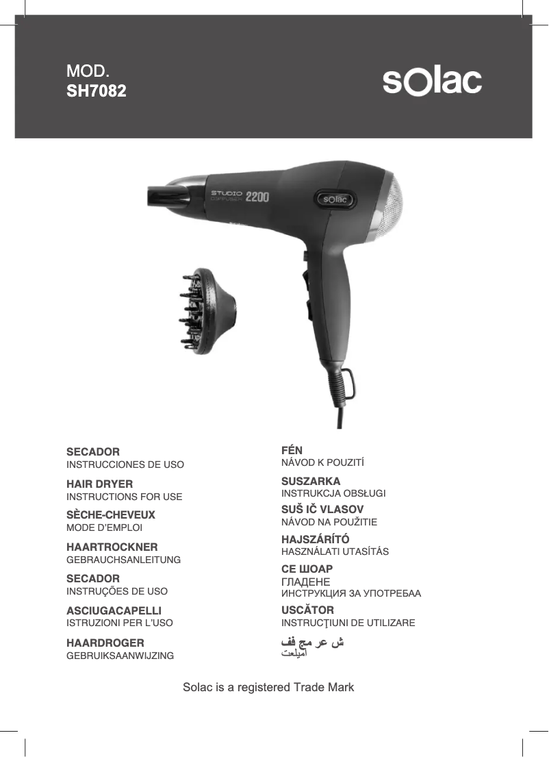 Page 1 de la notice Manuel utilisateur Solac Studio Diffuser 2200 SH7082