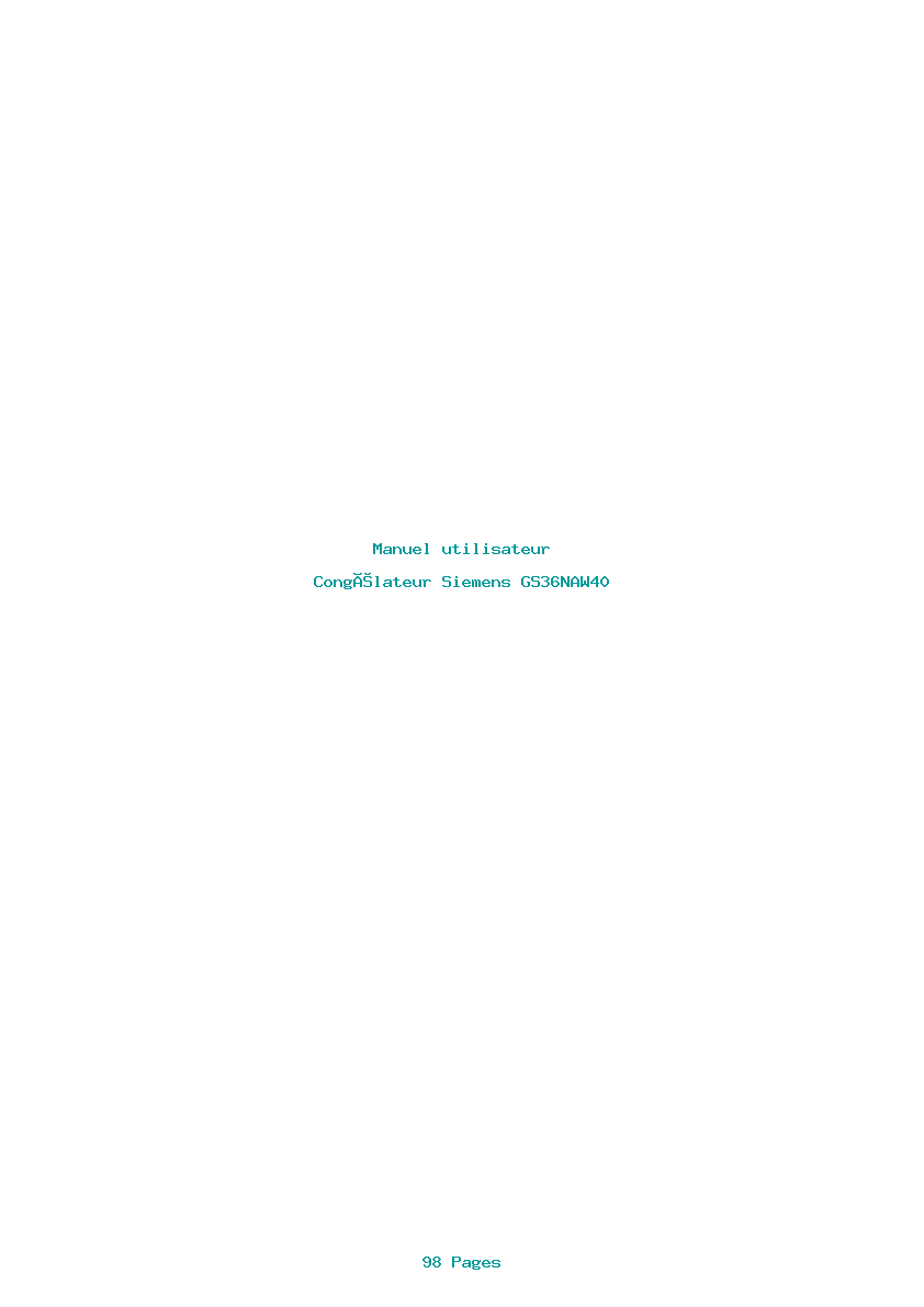 Page 1 de la notice Manuel utilisateur Siemens GS36NAW40