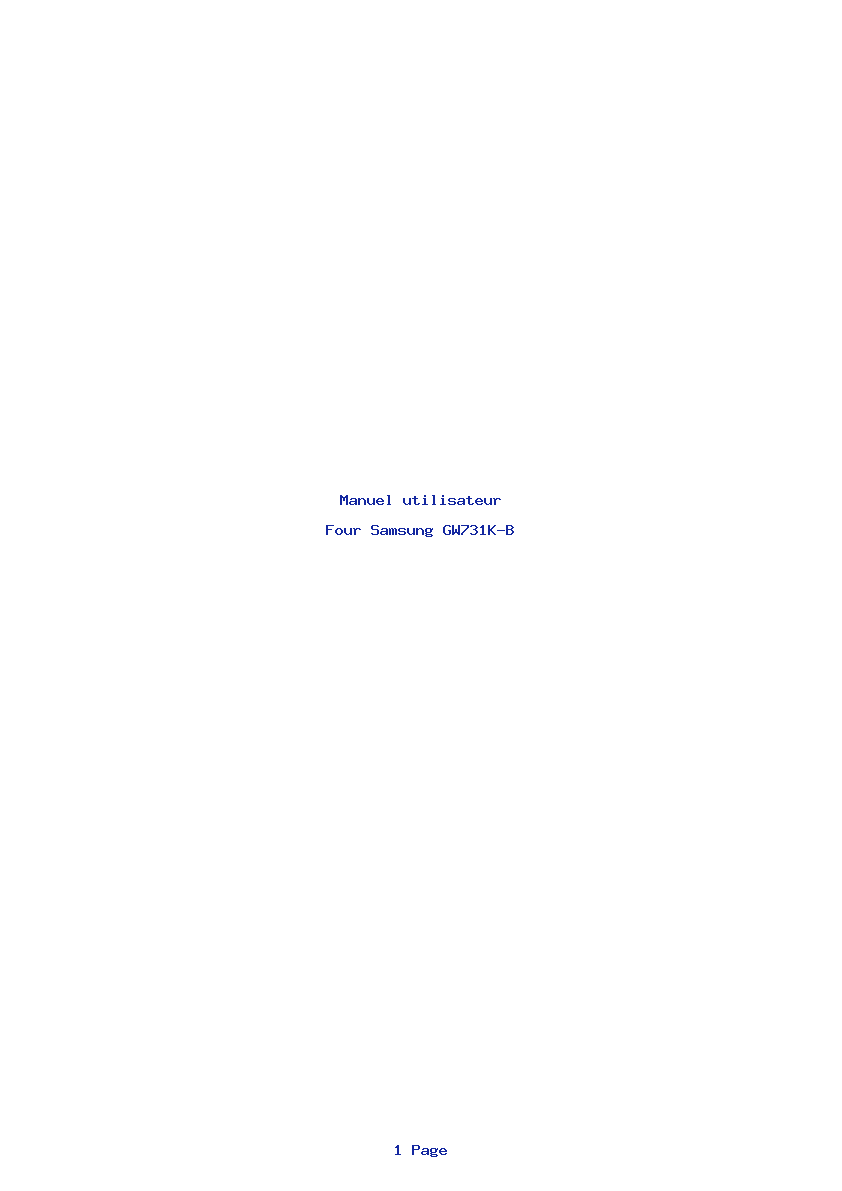 Page 1 de la notice Manuel utilisateur Samsung GW731K-B