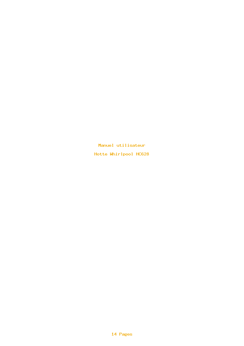 Page 1 de la notice Manuel utilisateur Whirlpool HC628