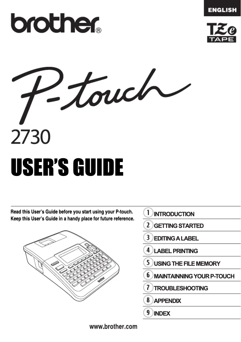 Page 1 de la notice Manuel utilisateur Brother P-Touch 2730