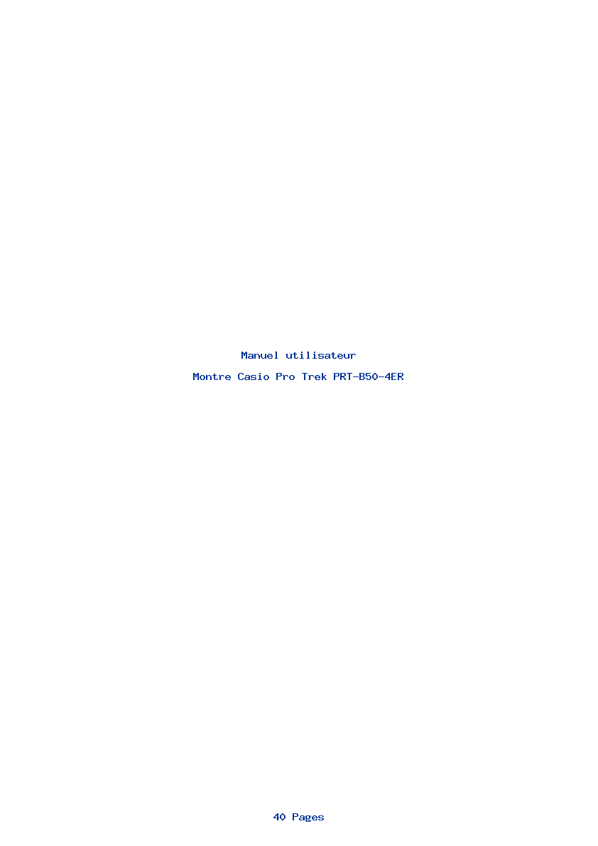 Page 1 de la notice Manuel utilisateur Casio Pro Trek PRT-B50-4ER