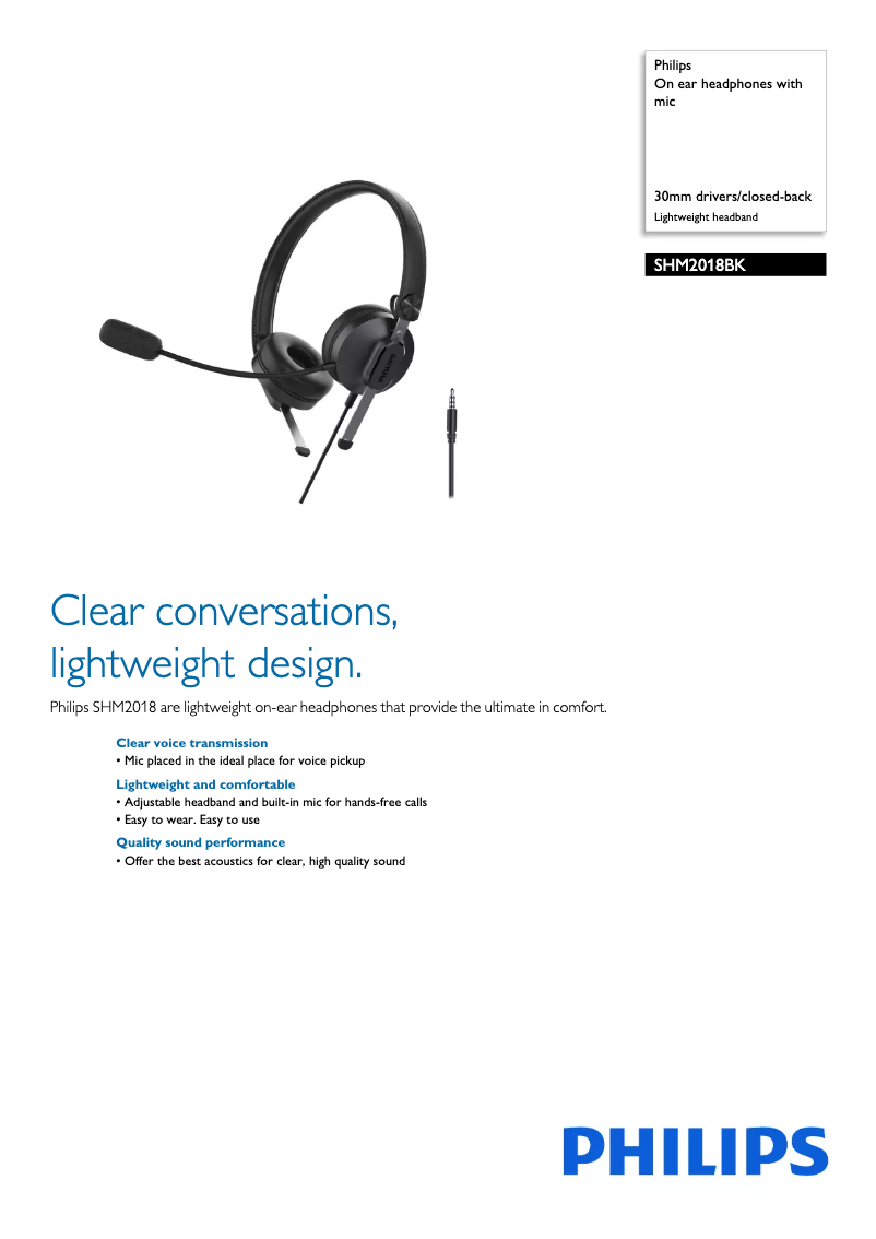 Página 1 del manual Manual de usuario Philips SHM2018