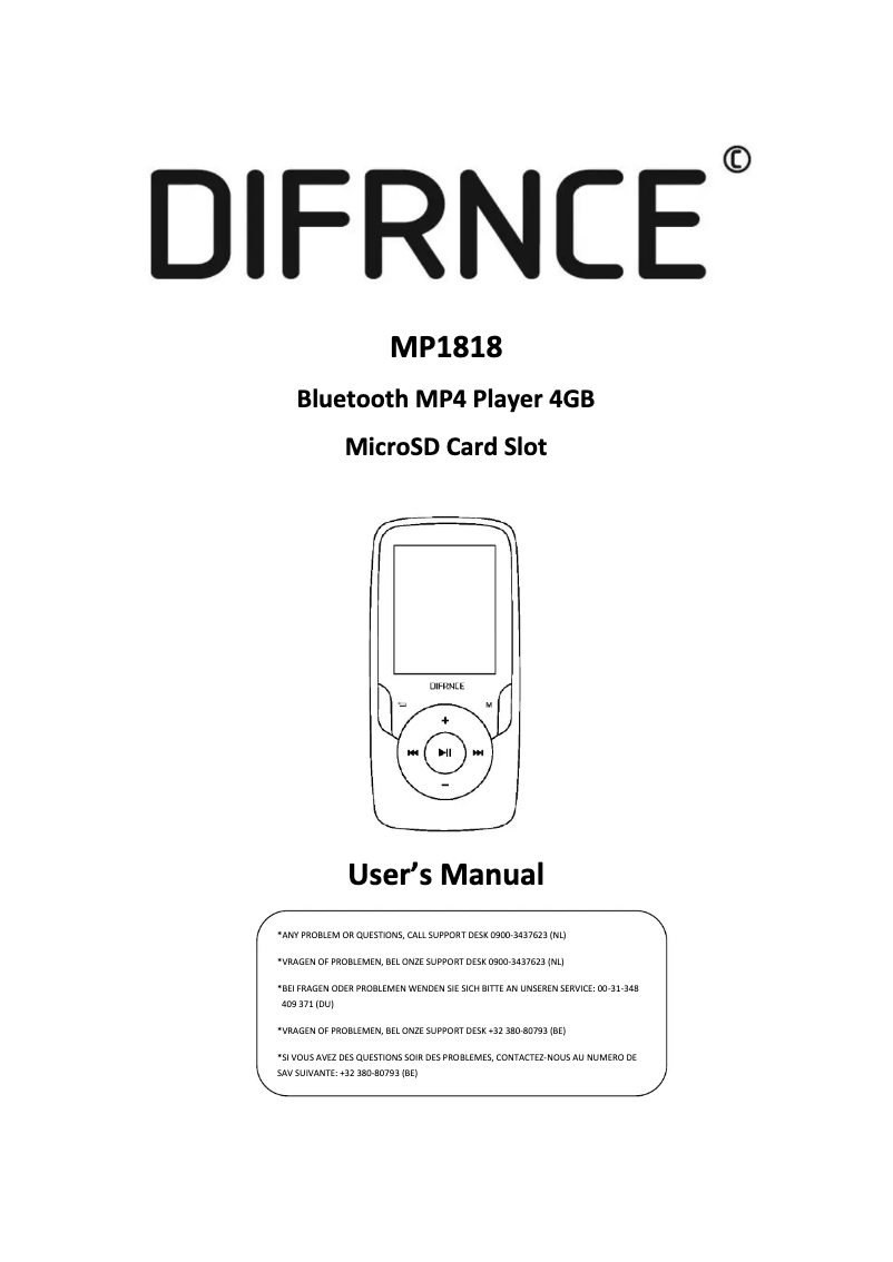 Page 1 de la notice Manuel utilisateur Difrnce MP1818