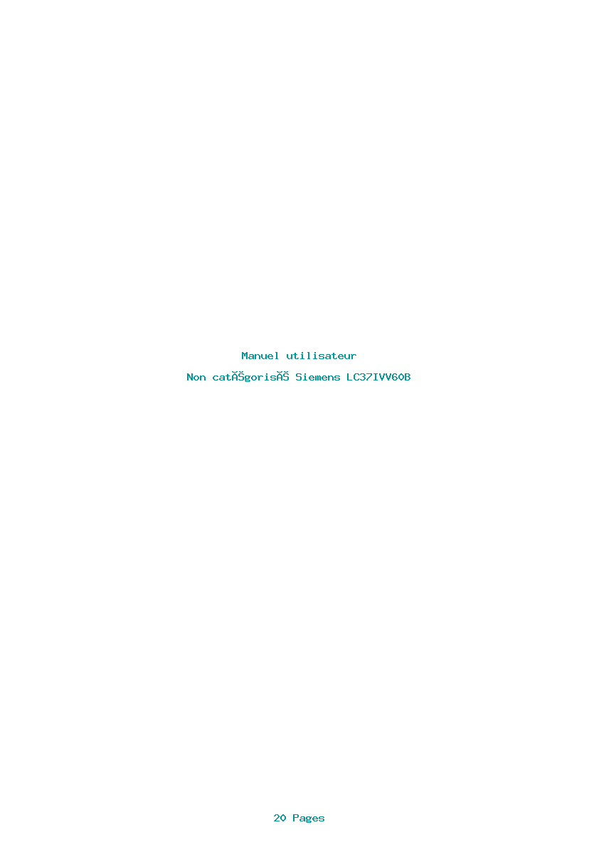 Page 1 de la notice Manuel utilisateur Siemens LC37IVV60B